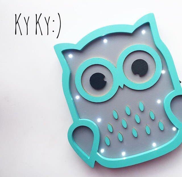 Cute Owl LED Night Light Vector File for Laser Cutting (DXF)