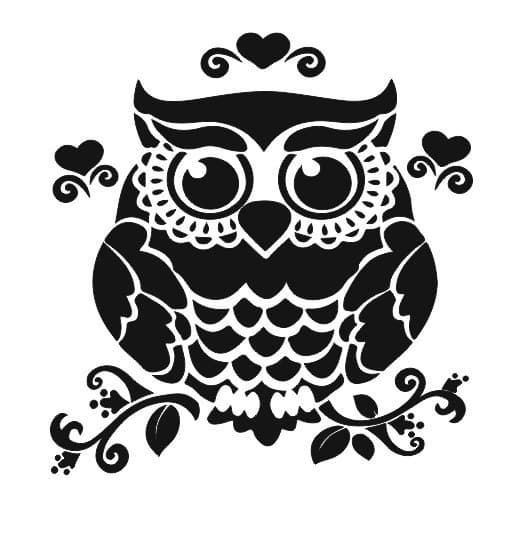 Cute Owl with Hearts Vector Design for Laser Cutting