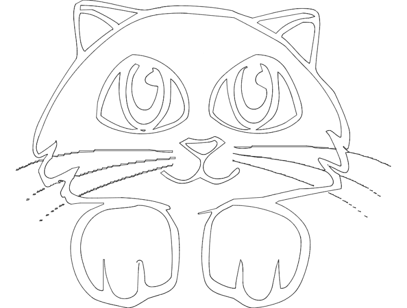 Cute Peeking Cat Vector Design for Laser Cutting DXF File