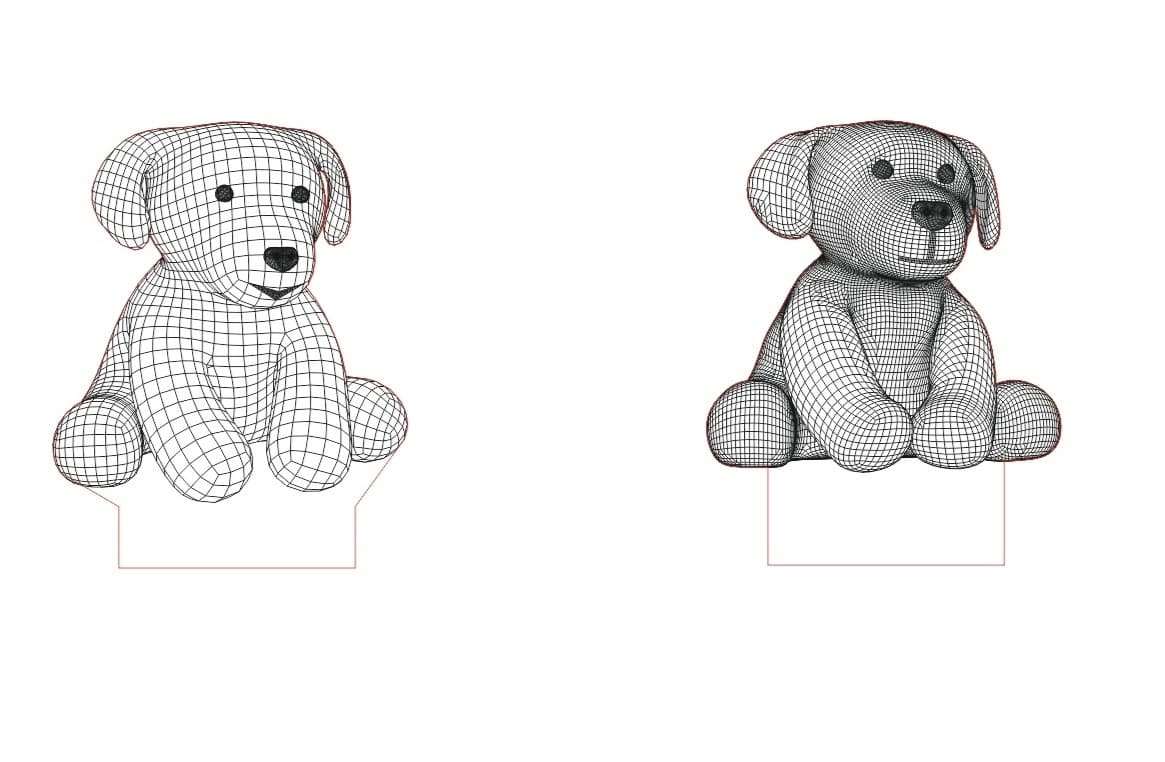 Cute Puppy 3D LED Lamp Vector Design for Laser Cutting