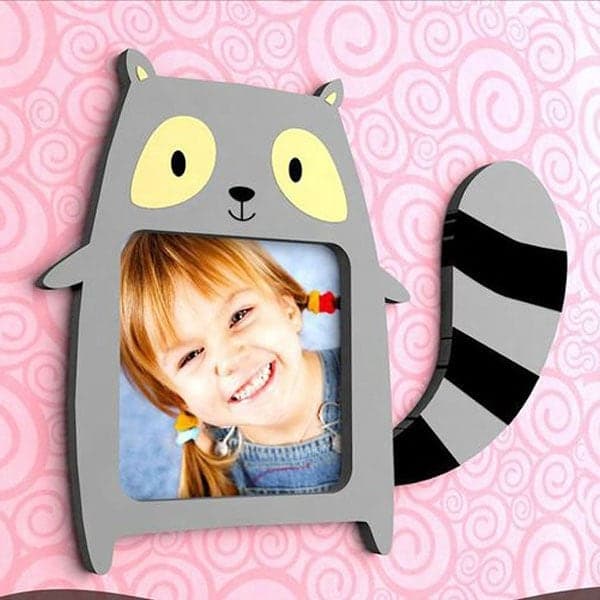 Cute Raccoon Kids Photo Frame Laser Cut Vector File