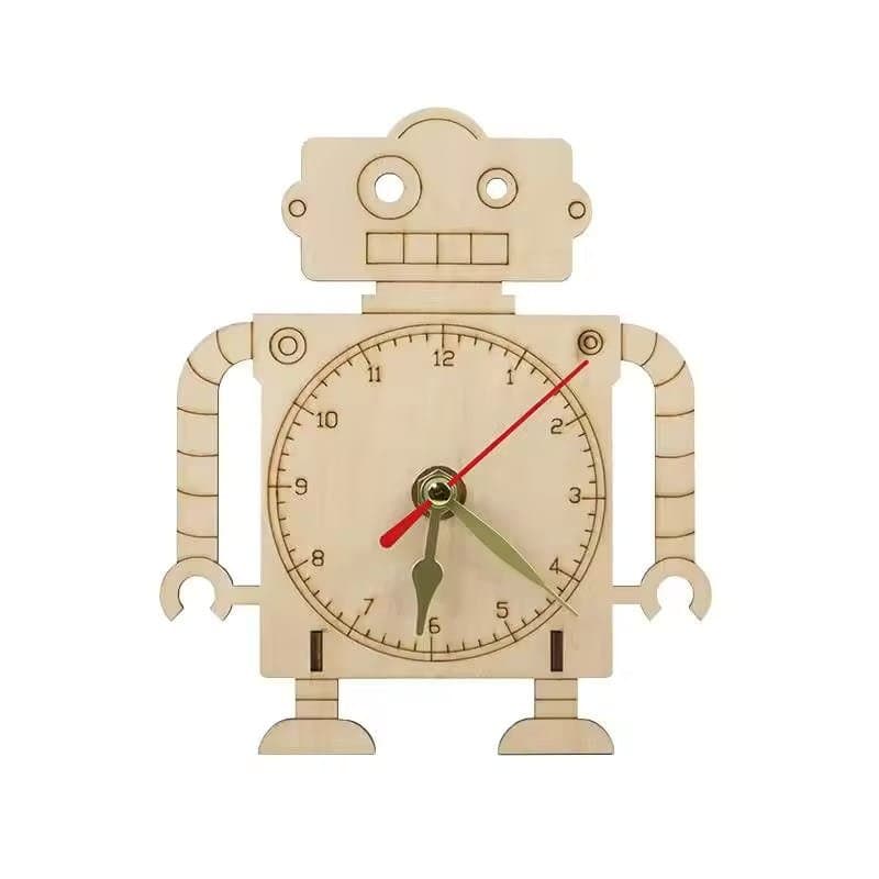 Cute Robot Wall Clock Vector Template for Laser Cutting