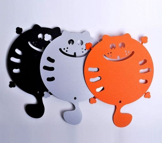 Cute Round Cat Trivet Laser Cut File - Free Vector