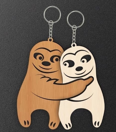 Cute Sloth Hug Keychain Laser Cut Vector File