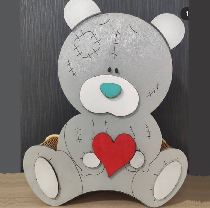 Cute Teddy Bear Gift Box DXF Vector for Laser Cutting