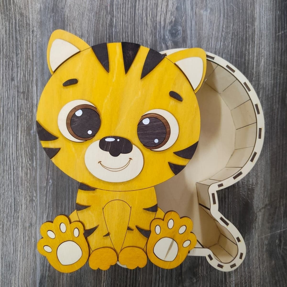 Cute Tiger Gift Box Laser Cut Vector File