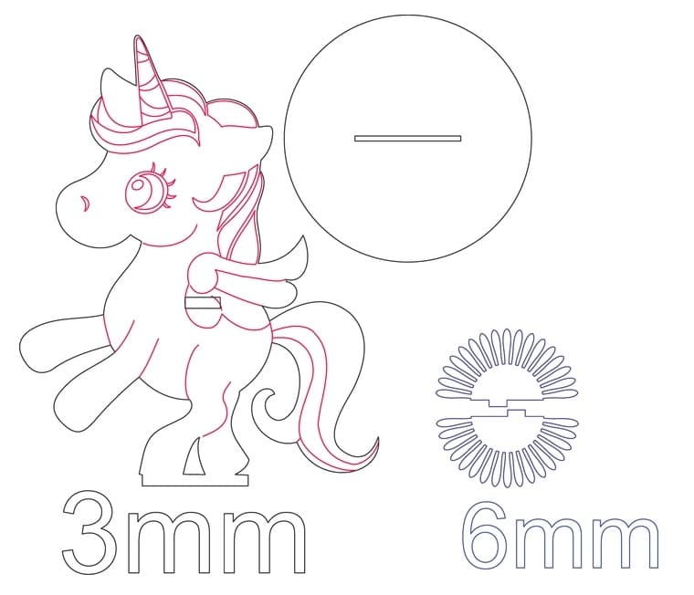 Cute Unicorn Napkin Holder Laser Cut Vector File