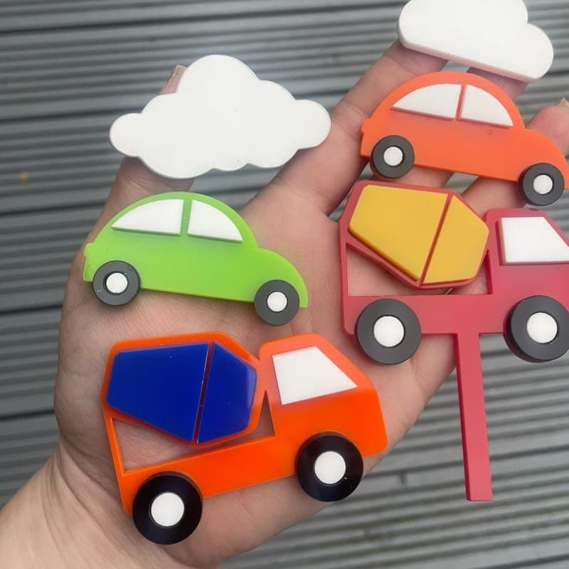 Cute Vehicle Cake Toppers and Magnets Vector Design