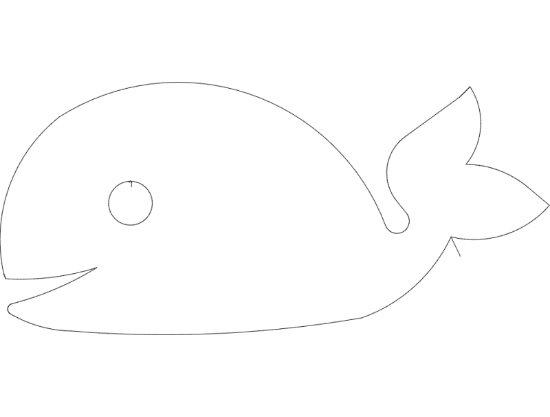 Cute Whale Vector Outline for Laser Cutting DXF File