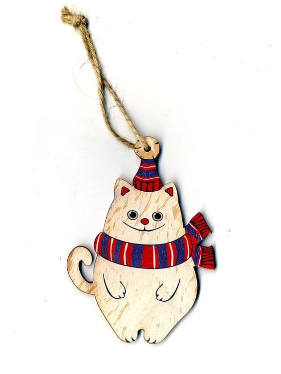 Cute Winter Cat Ornament Laser Cut Vector File