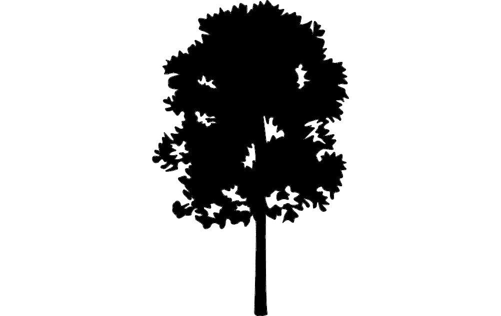 Deciduous Tree Silhouette Vector File for CNC DXF