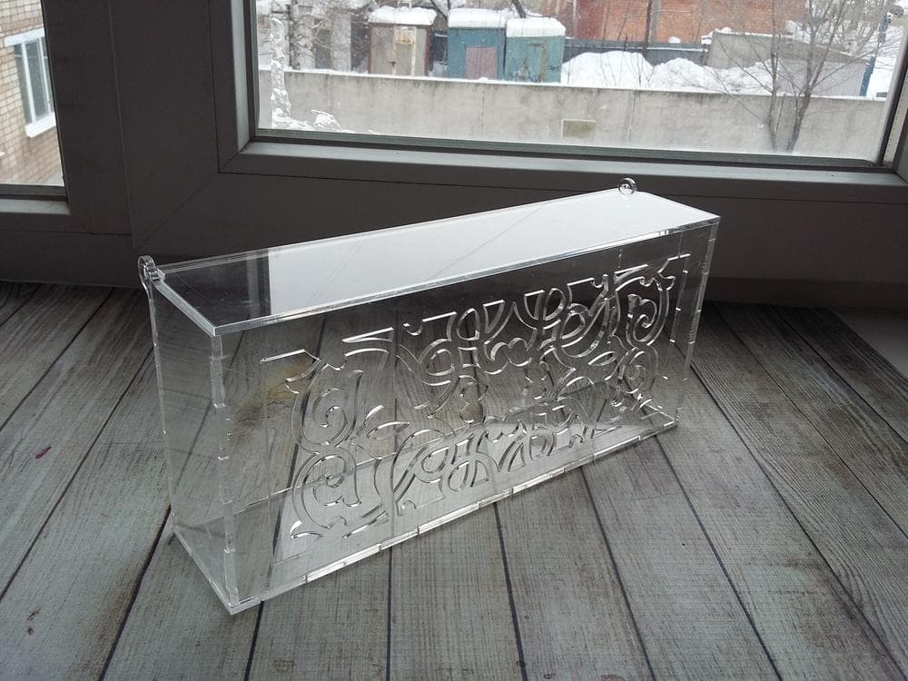 Decorative Acrylic Box with Ornate Lid Laser Cut Vector Template