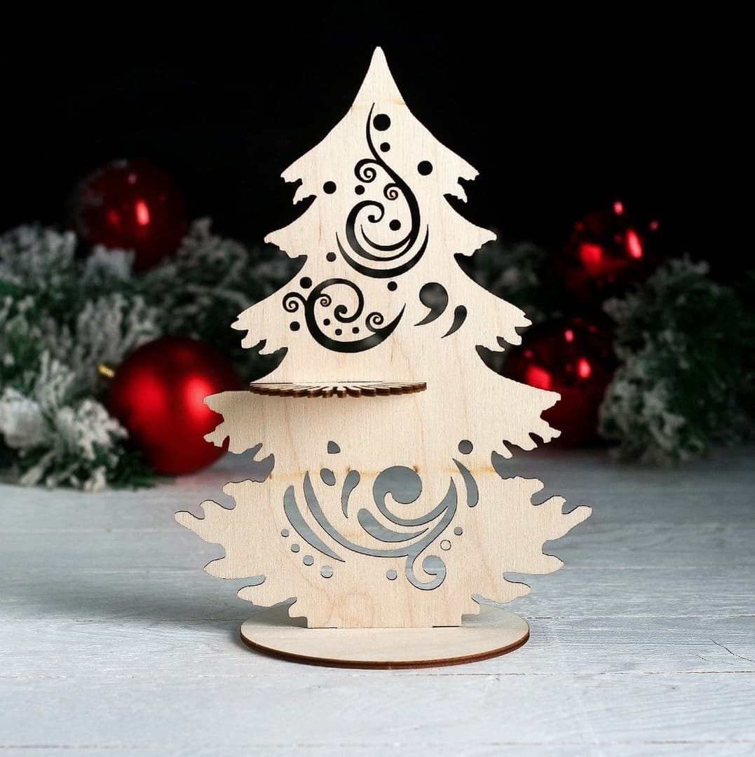 Decorative Christmas Tree Napkin Holder Laser Cut Vector File