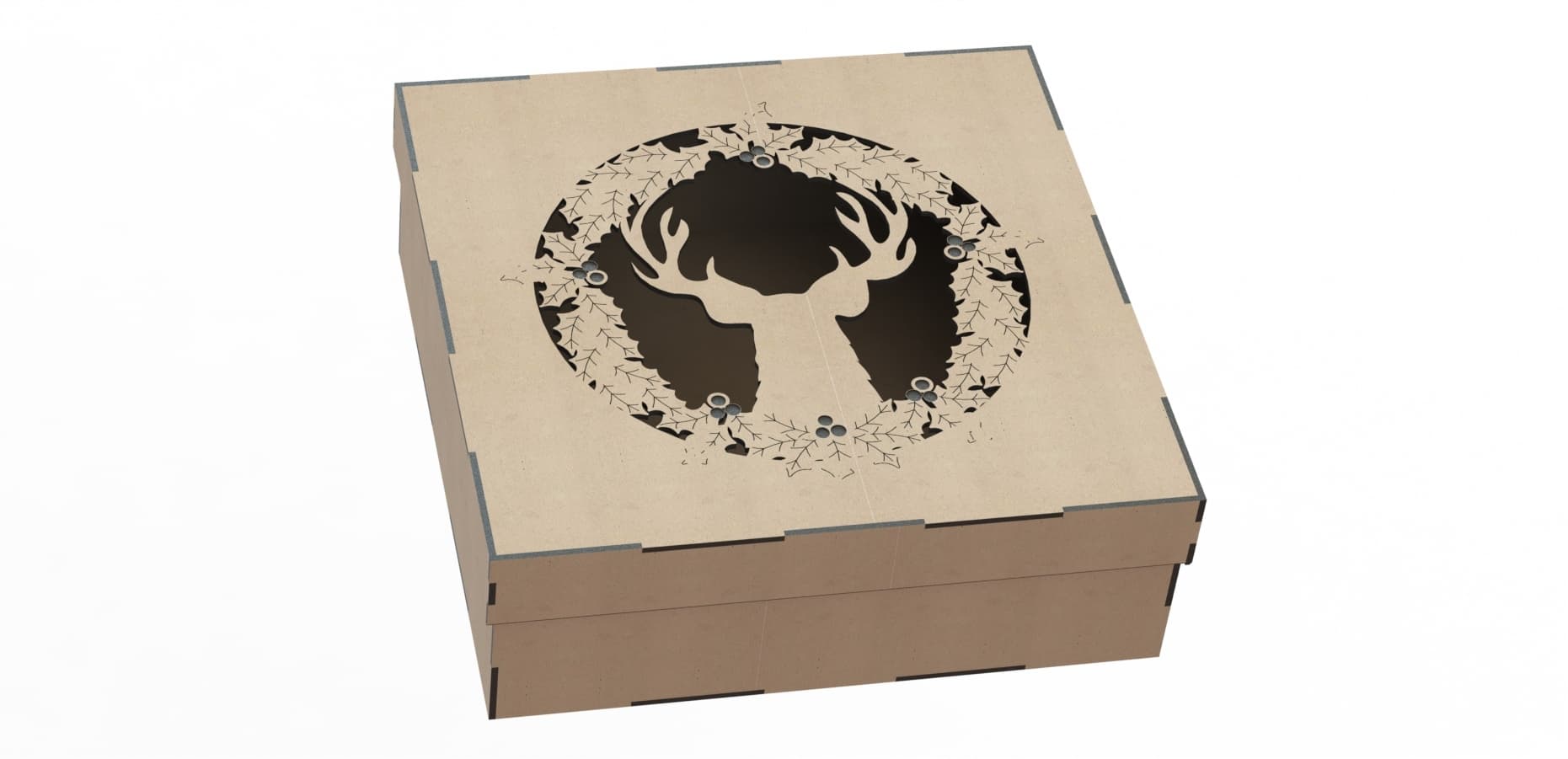 Decorative Deer Gift Box Laser Cut Vector File