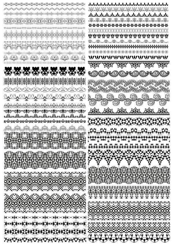 Decorative Floral Ornamental Borders Vector Set for Laser Cutting