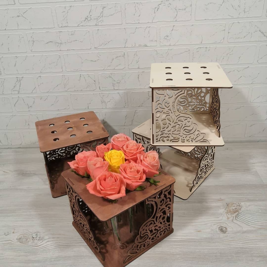Decorative Flower Stand for Test Tubes Laser Cut Vector File