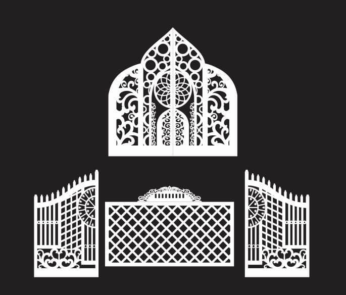 Decorative Gate and Fence Panel Vector Set for Laser Cutting