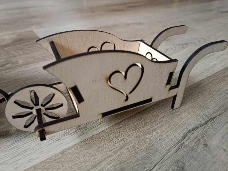 Decorative Heart Wheelbarrow Planter Vector File (DXF, SVG)