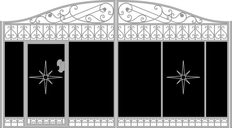 Decorative Iron Gate with Star Motif Vector Design CDR