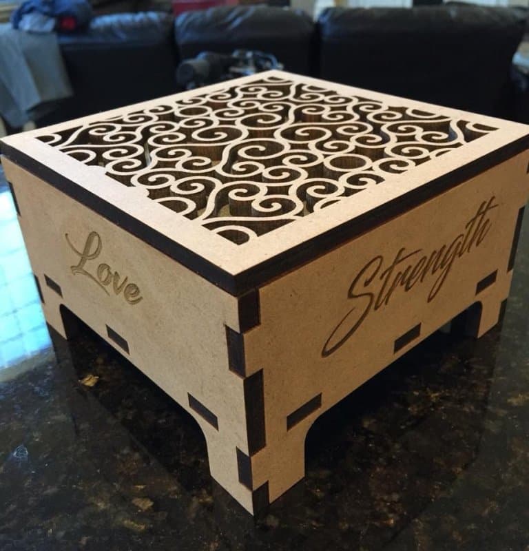 Decorative Keepsake Box with Intricate Laser Cut Lid Vector