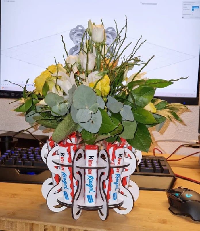 Decorative Kinder Chocolate Bar Flower Vase Vector File