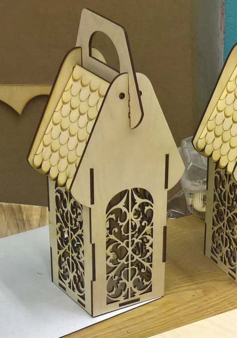 Decorative Laser Cut Lantern Box with Handle Vector File