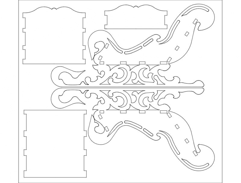 Decorative Miniature Sleigh 3D Puzzle Laser Cut DXF File