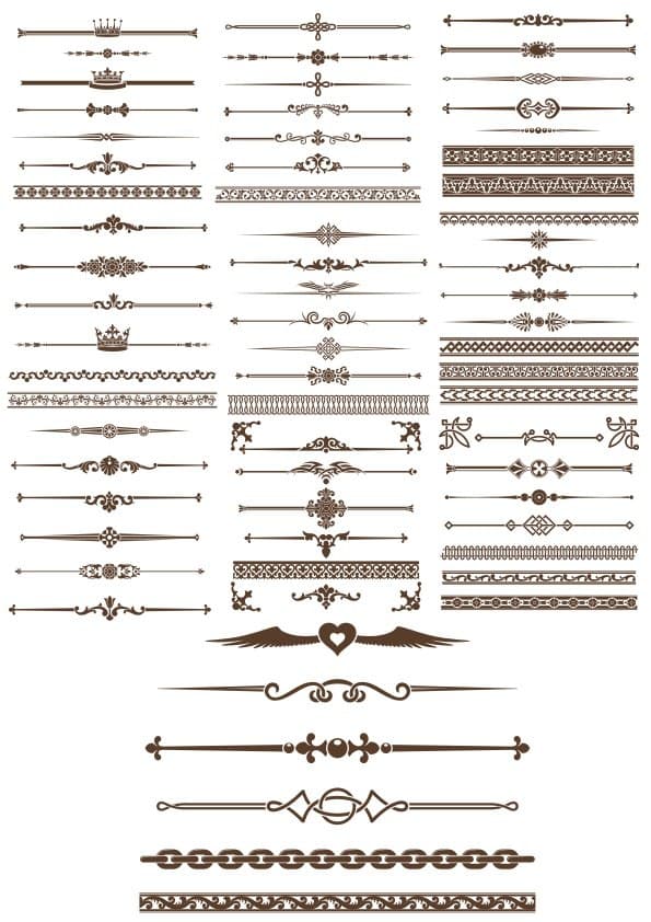 Decorative Ornate Dividers and Borders Collection Free Vector