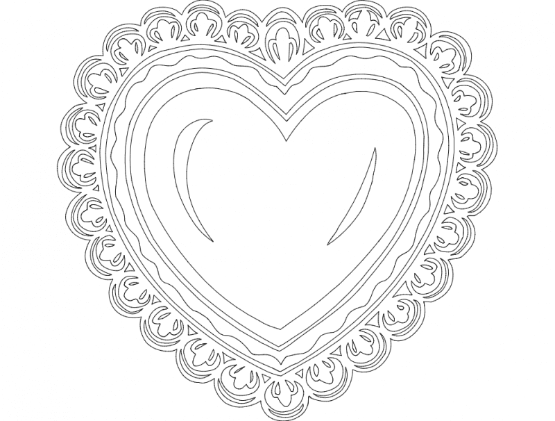 Decorative Ornate Heart Vector Design for Laser Cutting DXF