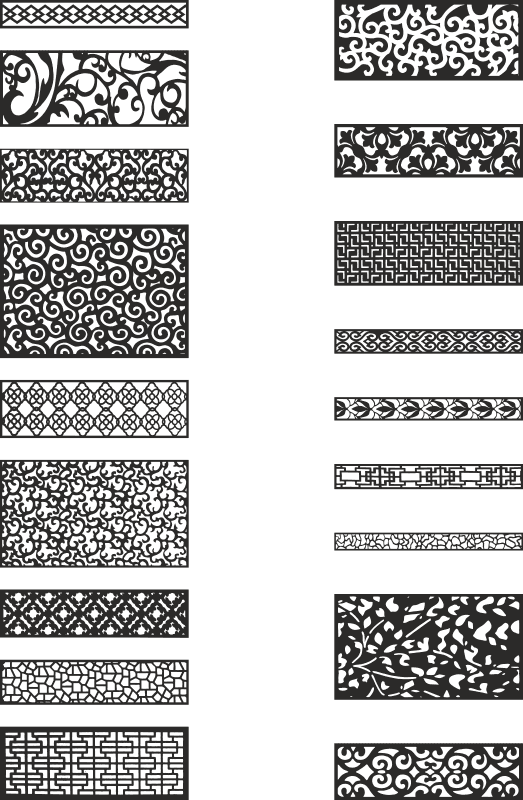 Decorative Privacy Screen Panels Laser Cut Collection Vector