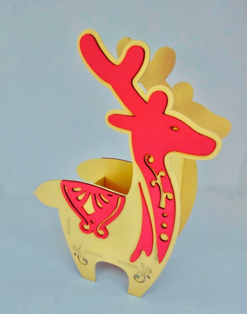 Decorative Reindeer Desk Organizer Laser Cut Vector File