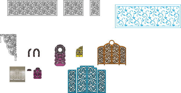 Decorative Room Divider Screens Vector Set for Laser Cutting