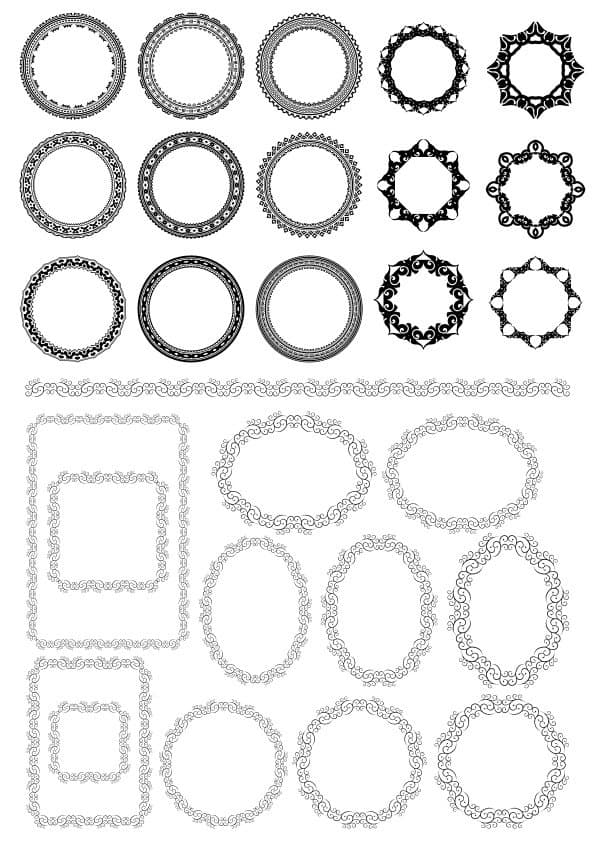 Decorative Round and Oval Floral Frames Vector Pack (CDR)