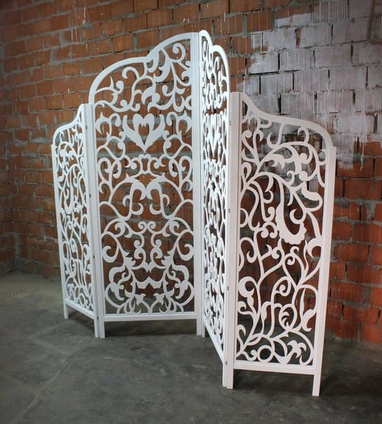 Decorative Three-Panel Folding Room Divider Laser Cut Vector