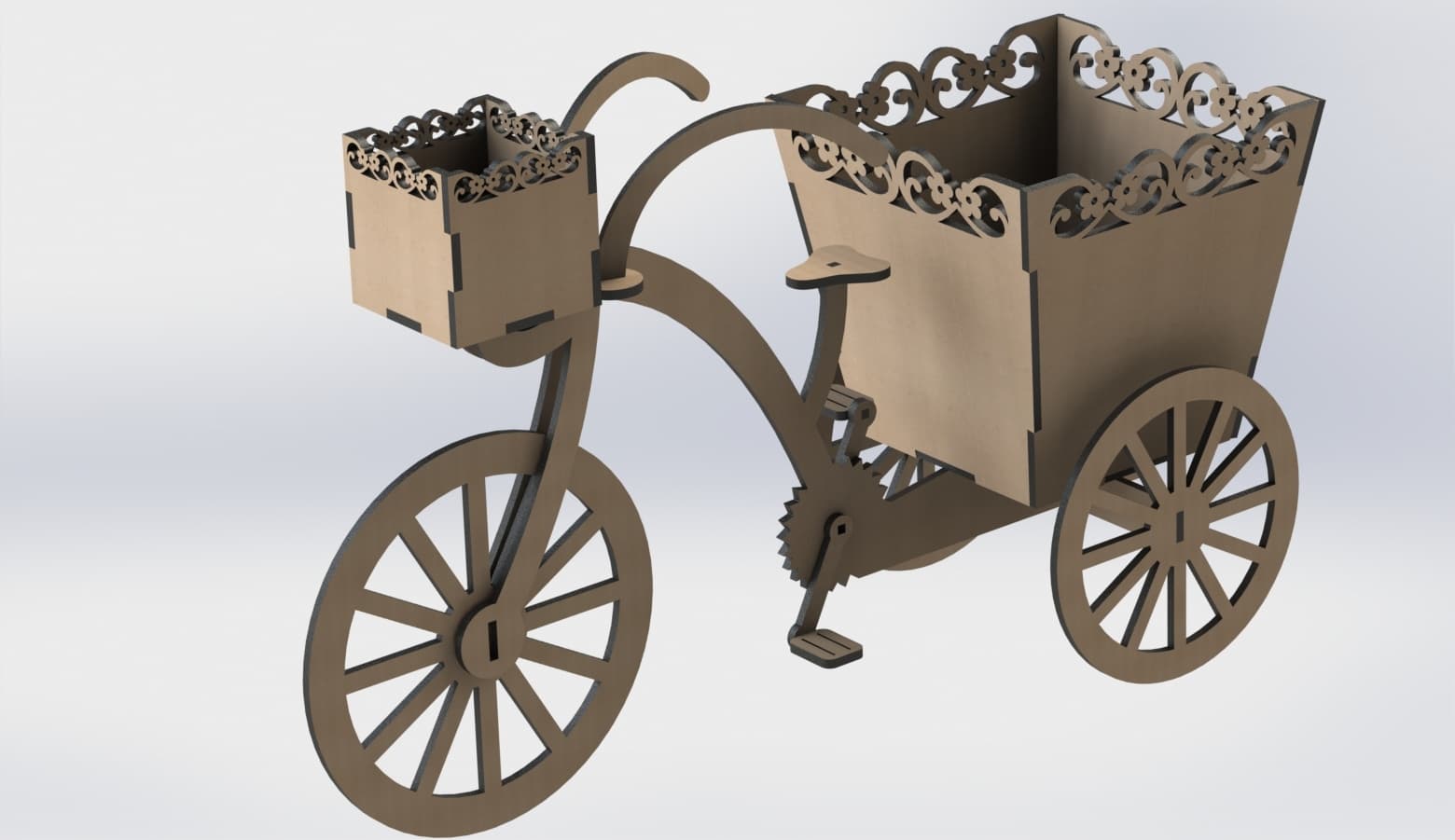 Decorative Tricycle Flower Planter DXF Laser Cut File