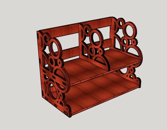 Decorative Two-Tier Desktop Shelf Vector File for Laser Cutting