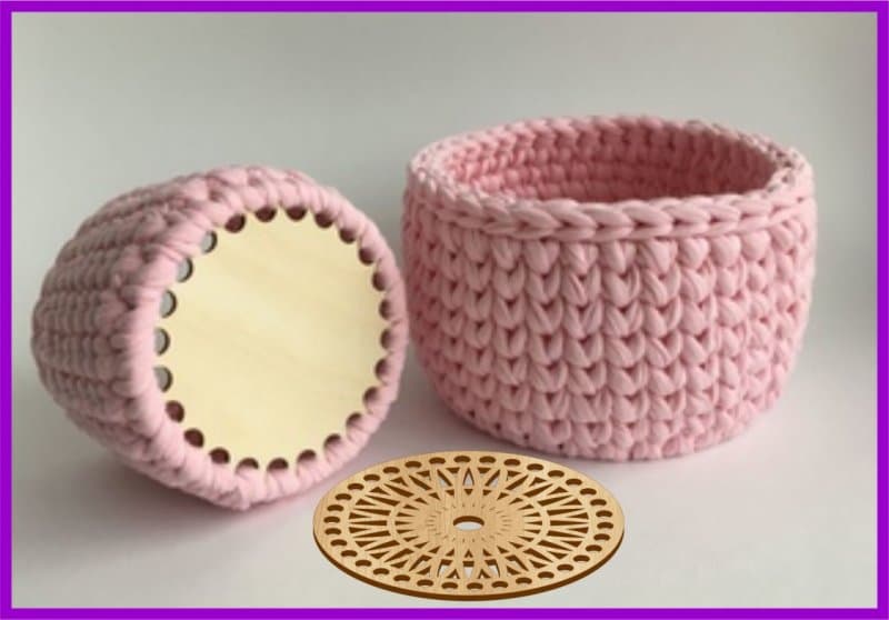 Decorative Wooden Basket Base for Crochet - Laser Cut Vector File