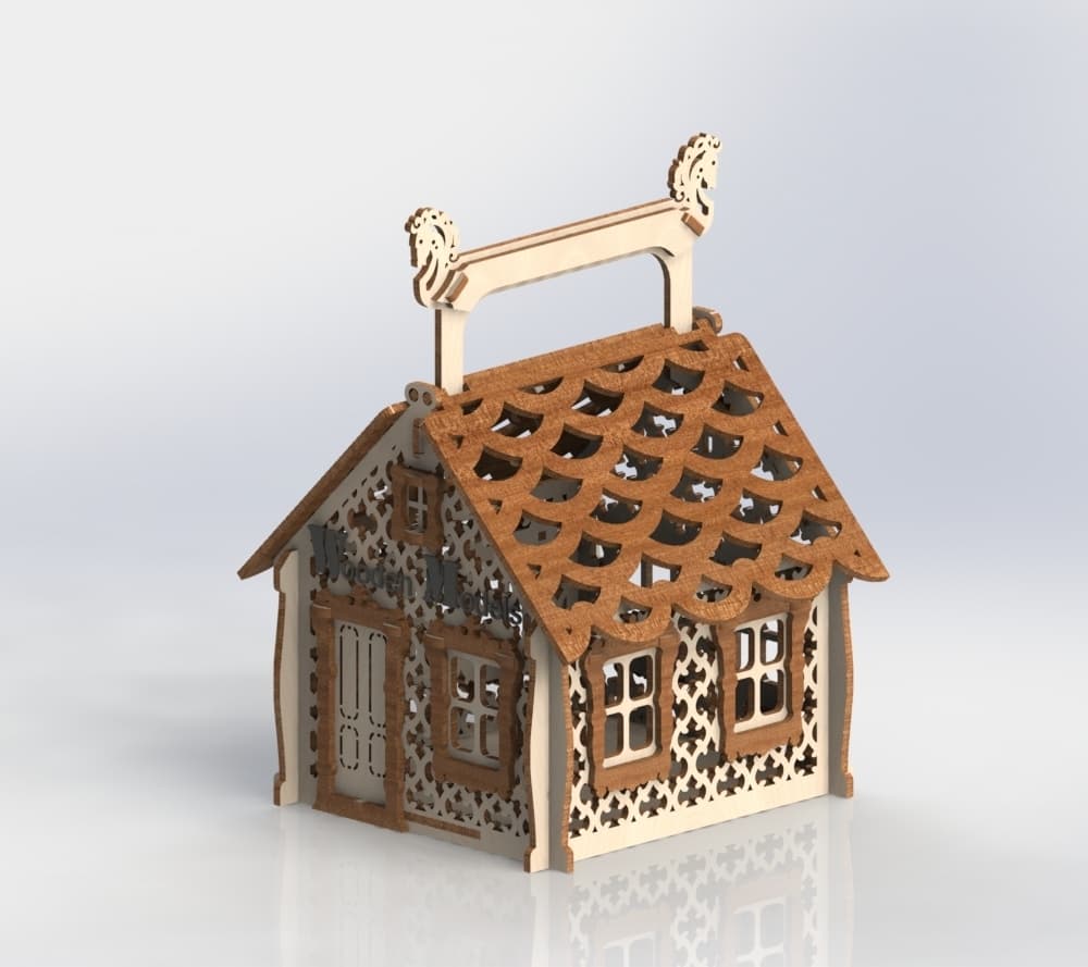 Decorative Wooden Fairy Tale House 3D Puzzle Vector File