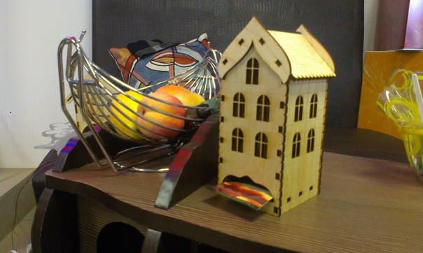 Decorative Wooden Tea Bag House Box Laser Cut File