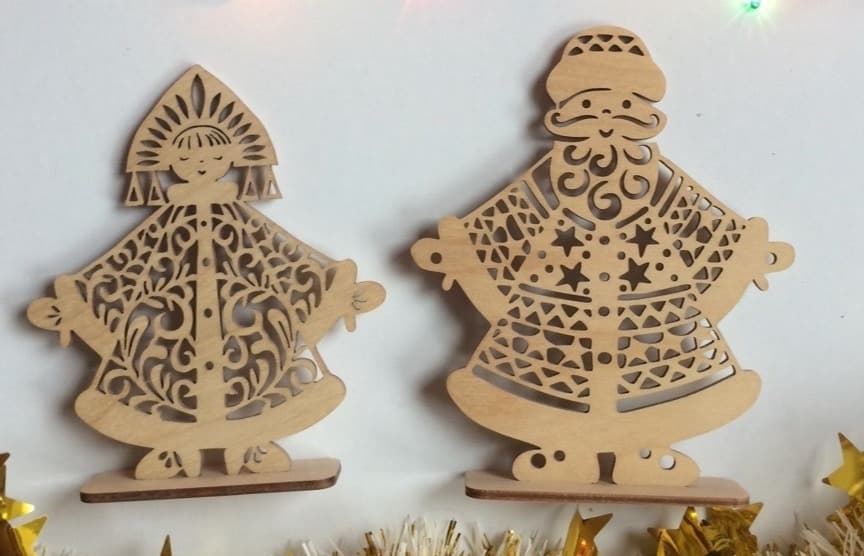 Ded Moroz and Snegurochka Christmas Ornaments Laser Cut Files