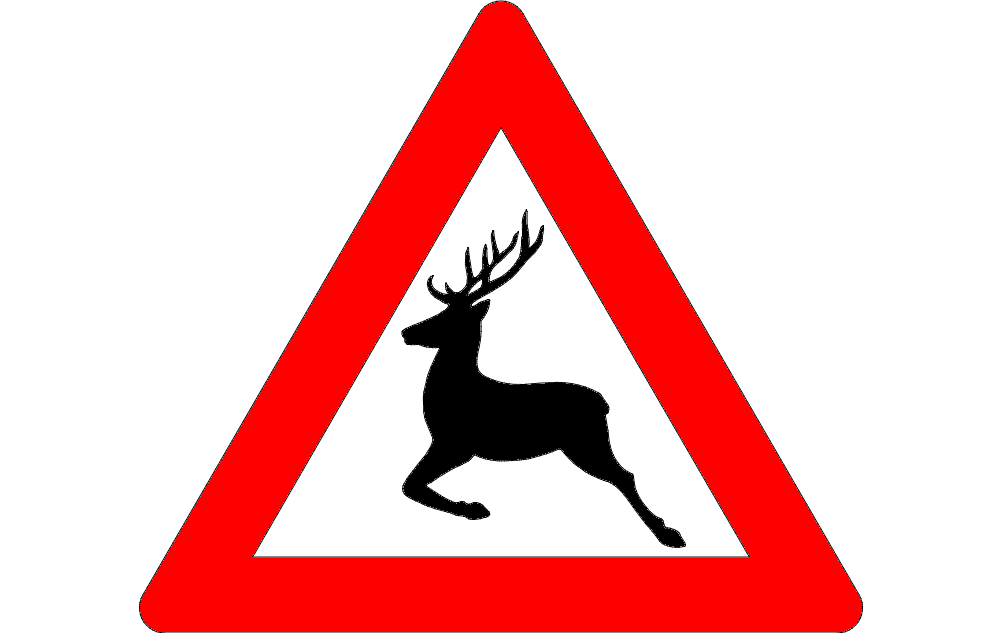 Deer Crossing Warning Sign Vector File for Laser Cutting
