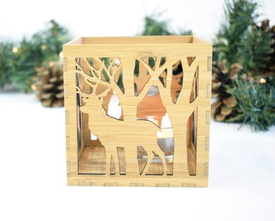 Deer Forest Lantern Laser Cut File - DIY Wood Light Box SVG