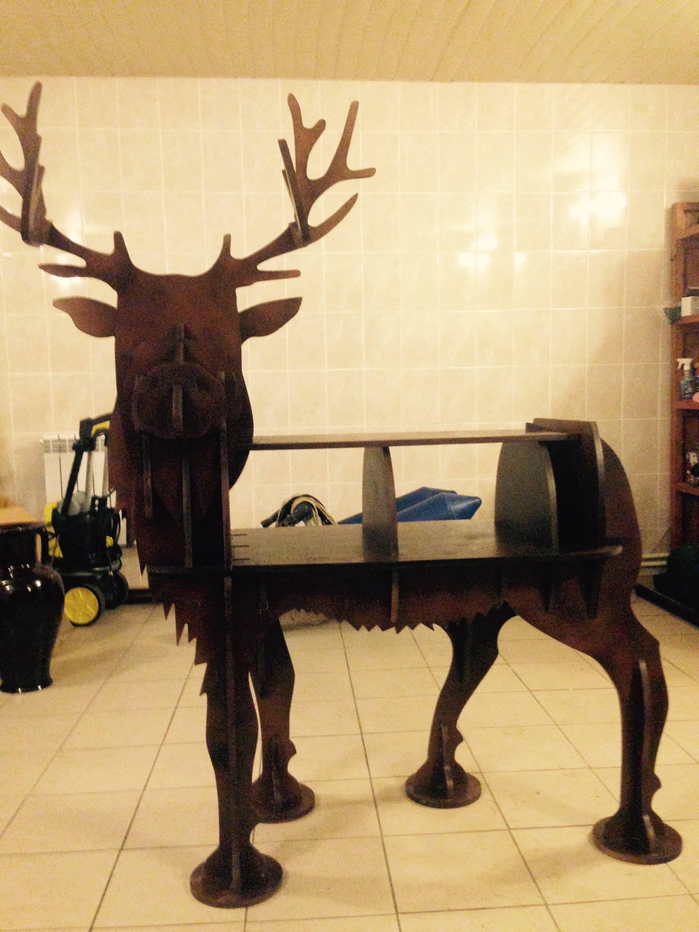Deer Shaped Bookshelf 3D Puzzle Vector File for Laser Cutting