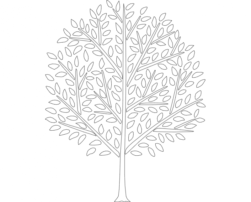 Detailed Tree Silhouette Vector Design DXF File