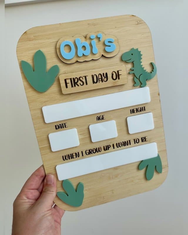 Dinosaur First Day of School Board Laser Cut File (SVG, DXF)