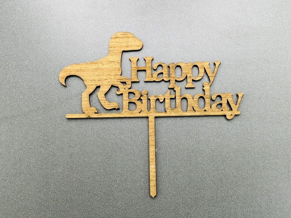 Dinosaur Happy Birthday Cake Topper Laser Cut Vector File