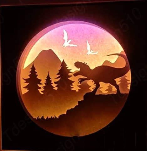 Dinosaur Prehistoric Landscape Light Box SVG Vector File