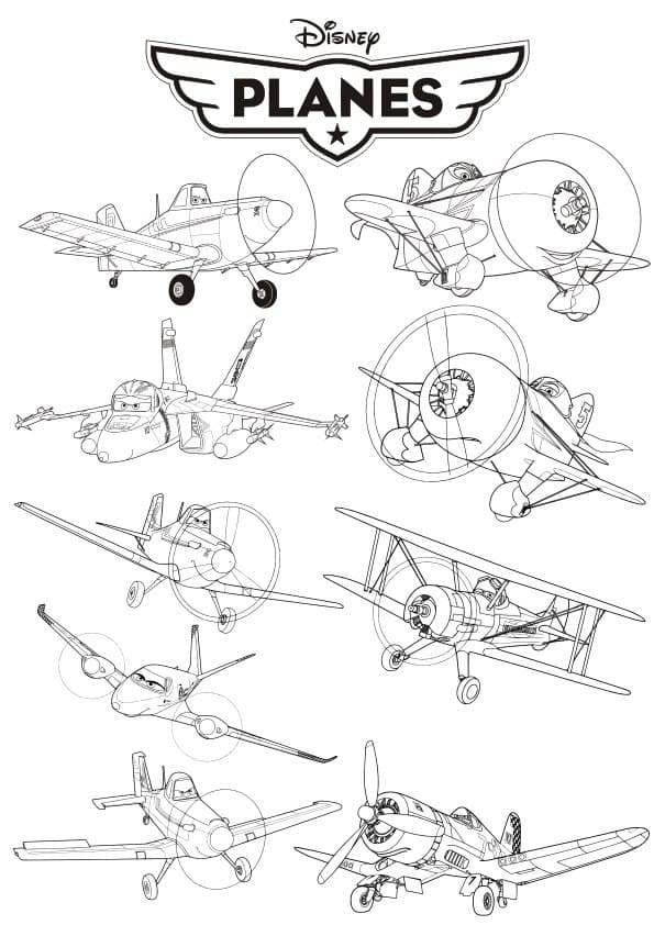 Disney Planes Characters Vector Line Art for CNC