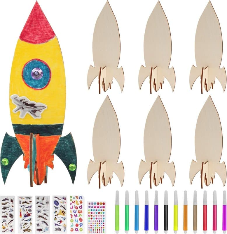 DIY 3D Wooden Rocket Ship Craft Vector File for Laser Cutting