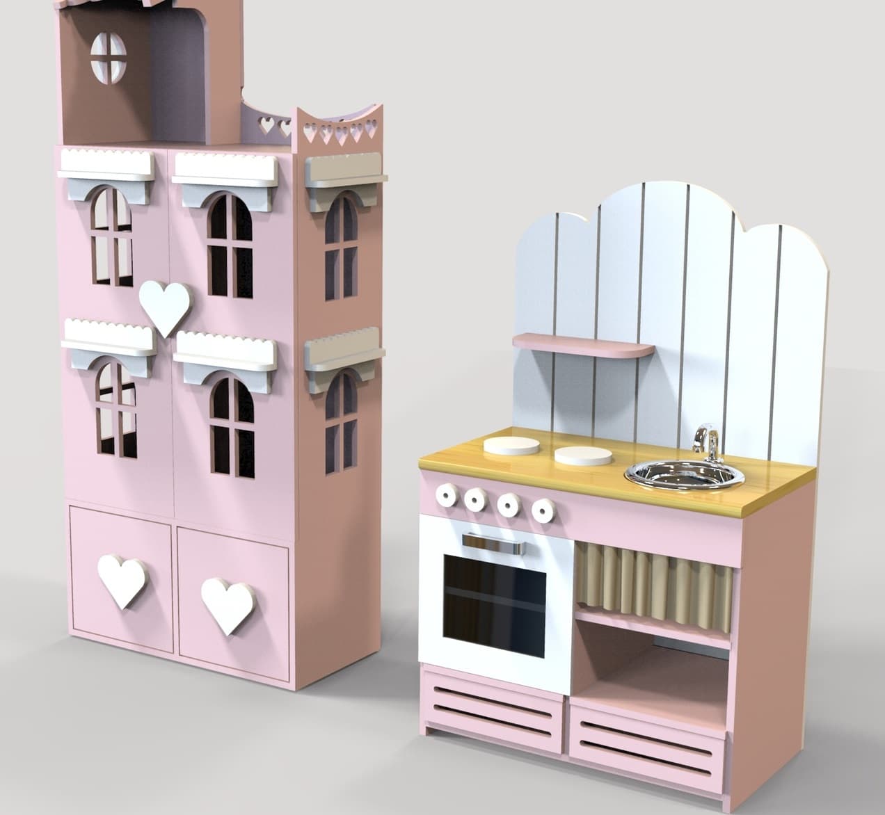 DIY Dollhouse and Play Kitchen Set Laser Cut Vector DXF